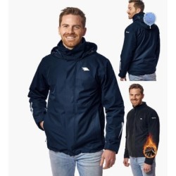 Valkental - Wasserdichte Jacke Herren  Mit Fleece Zipp-In  Verstaubarer Kapuze,GRÖSS-L