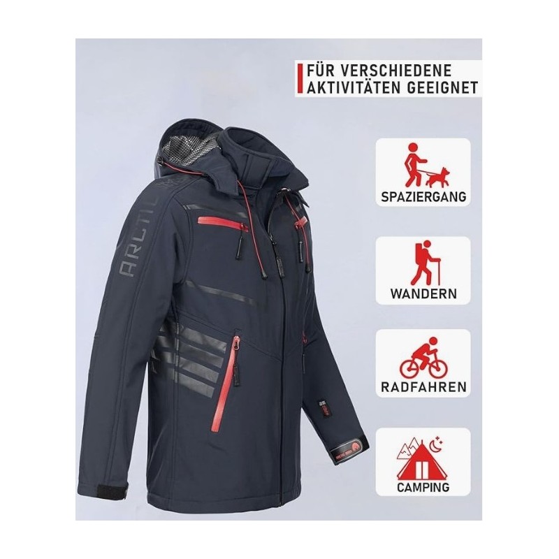 Arctic Seven Herren Softshell Jacke Funktionsjacke Outdoor Regenjacke Atmungsaktiv,GRÖSS-L