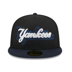 Schwarze New York Yankees Shadow Stitch 59FIFTY Fitted Cap