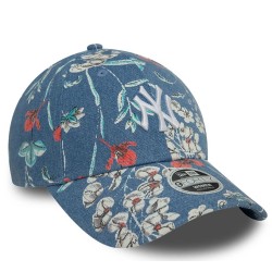 Blaue New York Yankees Denim Floral Damen 9FORTY Verstellbare Cap