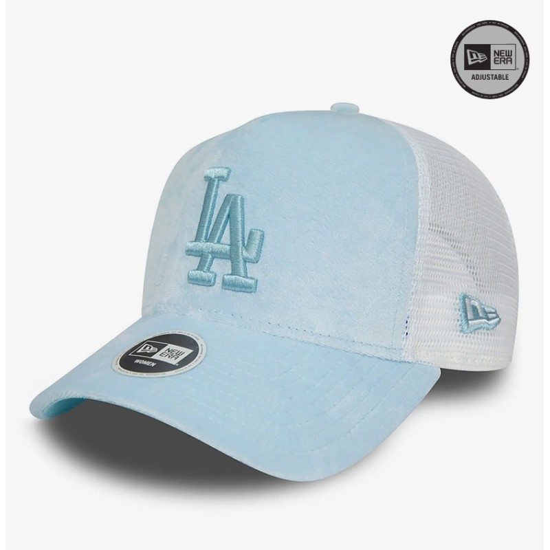 Blaue LA Dodgers Velours Damen A-Frame Trucker Cap