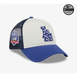 Blaue LA Dodgers Check Flag 9FORTY A-Frame Trucker Cap