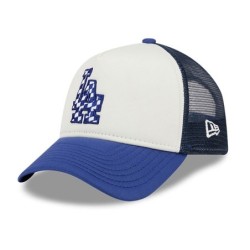 Blaue LA Dodgers Check Flag 9FORTY A-Frame Trucker Cap