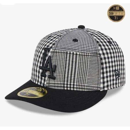 Schwarze LA Dodgers Patch Plaid Low Profile 59FIFTY Fitted Cap