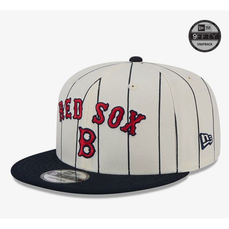 Weiße Boston Red Sox Jersey Pinstripe 9FIFTY Snapback Cap