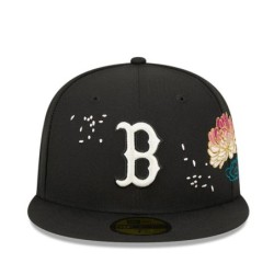 Schwarze Boston Red Sox Cherry Blossom 59FIFTY Fitted Cap