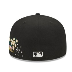 Schwarze Boston Red Sox Cherry Blossom 59FIFTY Fitted Cap