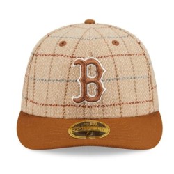 Beige Boston Red Sox MLB Herringbone Check Low Profile 59FIFT Cap