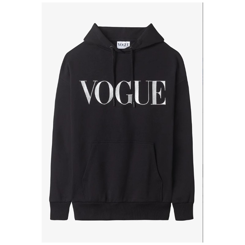 VOGUE Hoodie Schwarz mit Logo-Stickerei