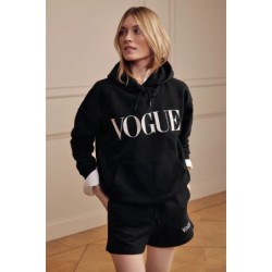 VOGUE Shorts Schwarz mit weißer Logo-Stickerei