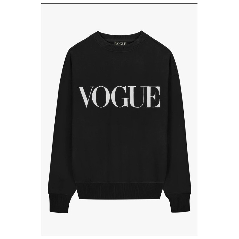 VOGUE Sweatshirt Schwarz mit Logo-Stickerei in Creme