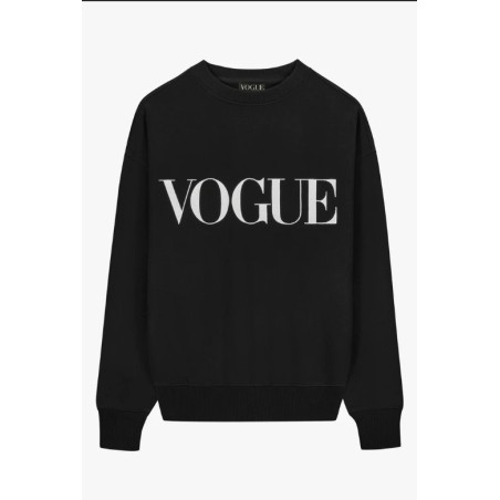 VOGUE Sweatshirt Schwarz mit Logo-Stickerei in Creme