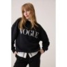 VOGUE Sweatshirt Schwarz mit Logo-Stickerei in Creme