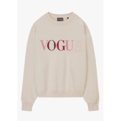 VOGUE Sweatshirt Ecru mit bunter Logo-Stickerei