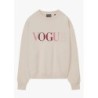 VOGUE Sweatshirt Ecru mit bunter Logo-Stickerei