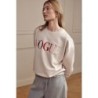 VOGUE Sweatshirt Ecru mit bunter Logo-Stickerei