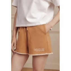 VOGUE Shorts Camel mit Stickereien