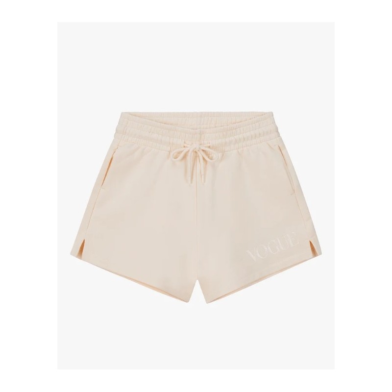 VOGUE Shorts Creme mit tonaler Logo-Stickerei