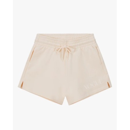 VOGUE Shorts Creme mit tonaler Logo-Stickerei