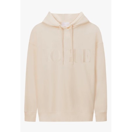 VOGUE Hoodie Creme mit tonaler Logo-Stickerei