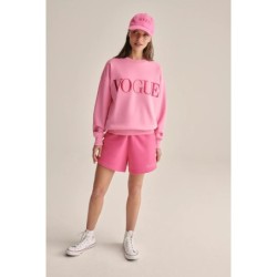 VOGUE Sweatshirt Pink mit bunter Logo-Stickerei