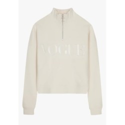 VOGUE Sweatshirt Halfzip Buttercream mit Logo-Stickerei