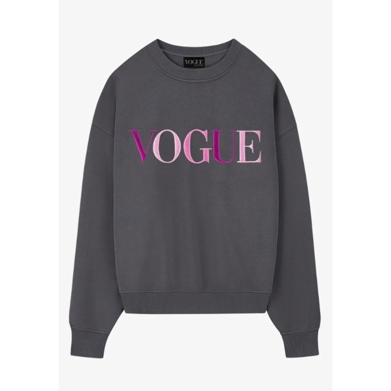 VOGUE Sweatshirt Tornado Grey mit bunter Logo-Stickerei