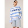 VOGUE Sweatshirt gestreift Sky Blue mit Logo-Stickerei