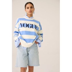 VOGUE Sweatshirt gestreift Sky Blue mit Logo-Stickerei