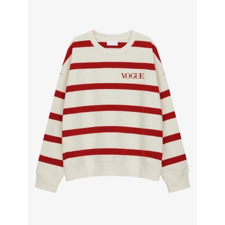 VOGUE Sweatshirt gestreift Rot mit Logo-Stickerei