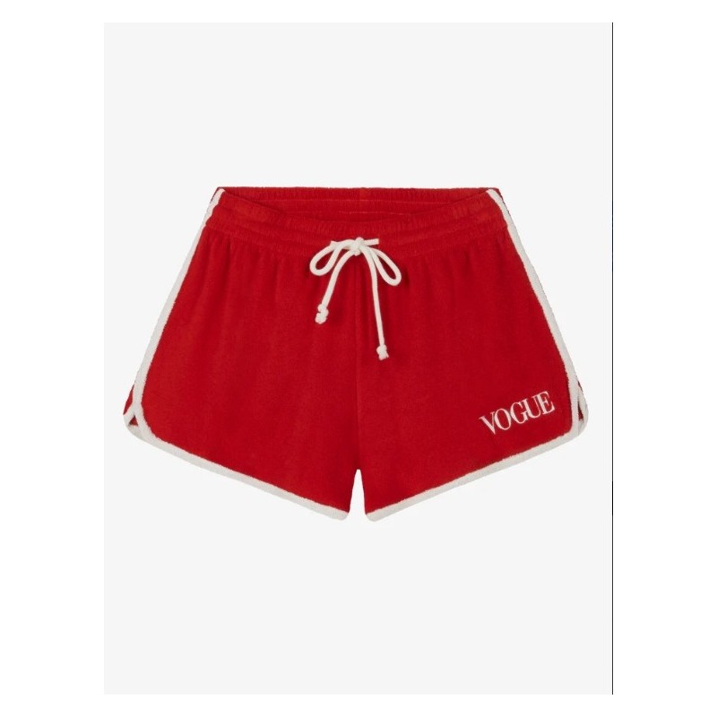 VOGUE Terry-Shorts Rot mit Logo-Stickerei