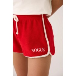 VOGUE Terry-Shorts Rot mit Logo-Stickerei