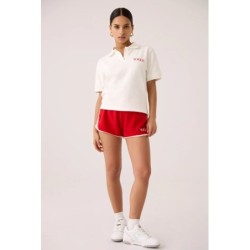 VOGUE Terry-Shorts Rot mit Logo-Stickerei