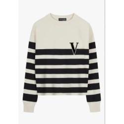 VOGUE Sweatshirt gestreift mit Samt-Patch