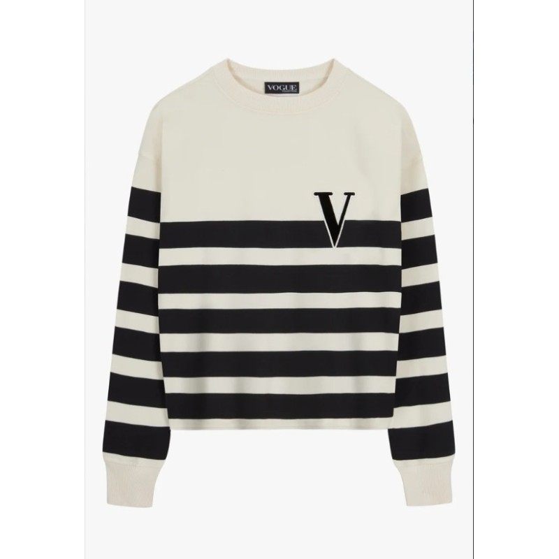 VOGUE Sweatshirt gestreift mit Samt-Patch