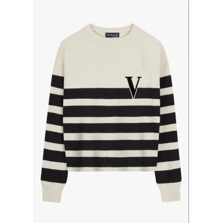 VOGUE Sweatshirt gestreift mit Samt-Patch