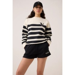 VOGUE Sweatshirt gestreift mit Samt-Patch