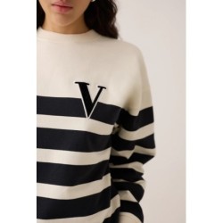 VOGUE Sweatshirt gestreift mit Samt-Patch