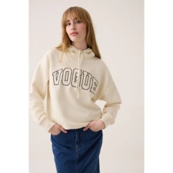 VOGUE Hoodie Creme mit Logo-Patch | Limited Edition