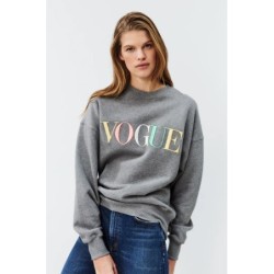 VOGUE Sweatshirt Grau mit bunter Logo-Stickerei