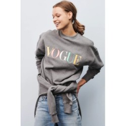 VOGUE Sweatshirt Grau mit bunter Logo-Stickerei