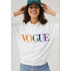 Weißes VOGUE Sweatshirt mit buntem Logo-Stick