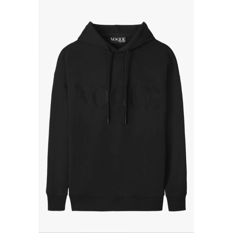 VOGUE Hoodie Schwarz mit tonaler Logo-Stickerei