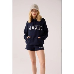 VOGUE Hoodie Navy mit Logo-Stickerei