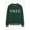 VOGUE Sweatshirt Grün mit Logo-Stickerei in Creme