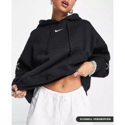 Nike – Besonders übergroßer Kapuzenpullover in Schwarz und Segelweiß