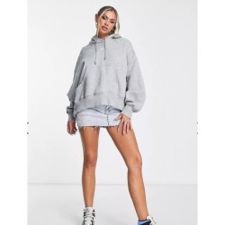 Nike – Super-Oversize-Kapuzenpullover Grau & Segelweiß