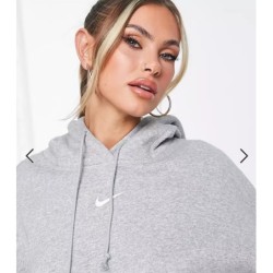 Nike – Super-Oversize-Kapuzenpullover Grau & Segelweiß