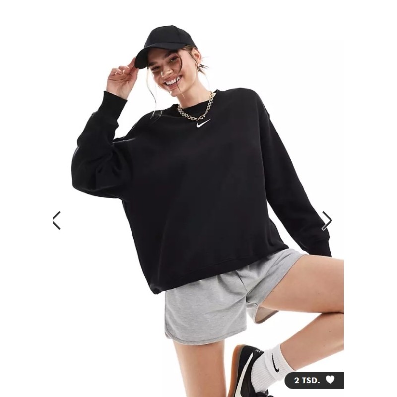 Nike – Oversize-Sweatshirt in Schwarz und Segelweiß