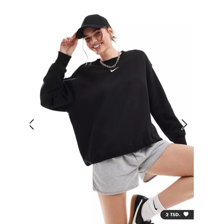 Nike – Oversize-Sweatshirt in Schwarz und Segelweiß